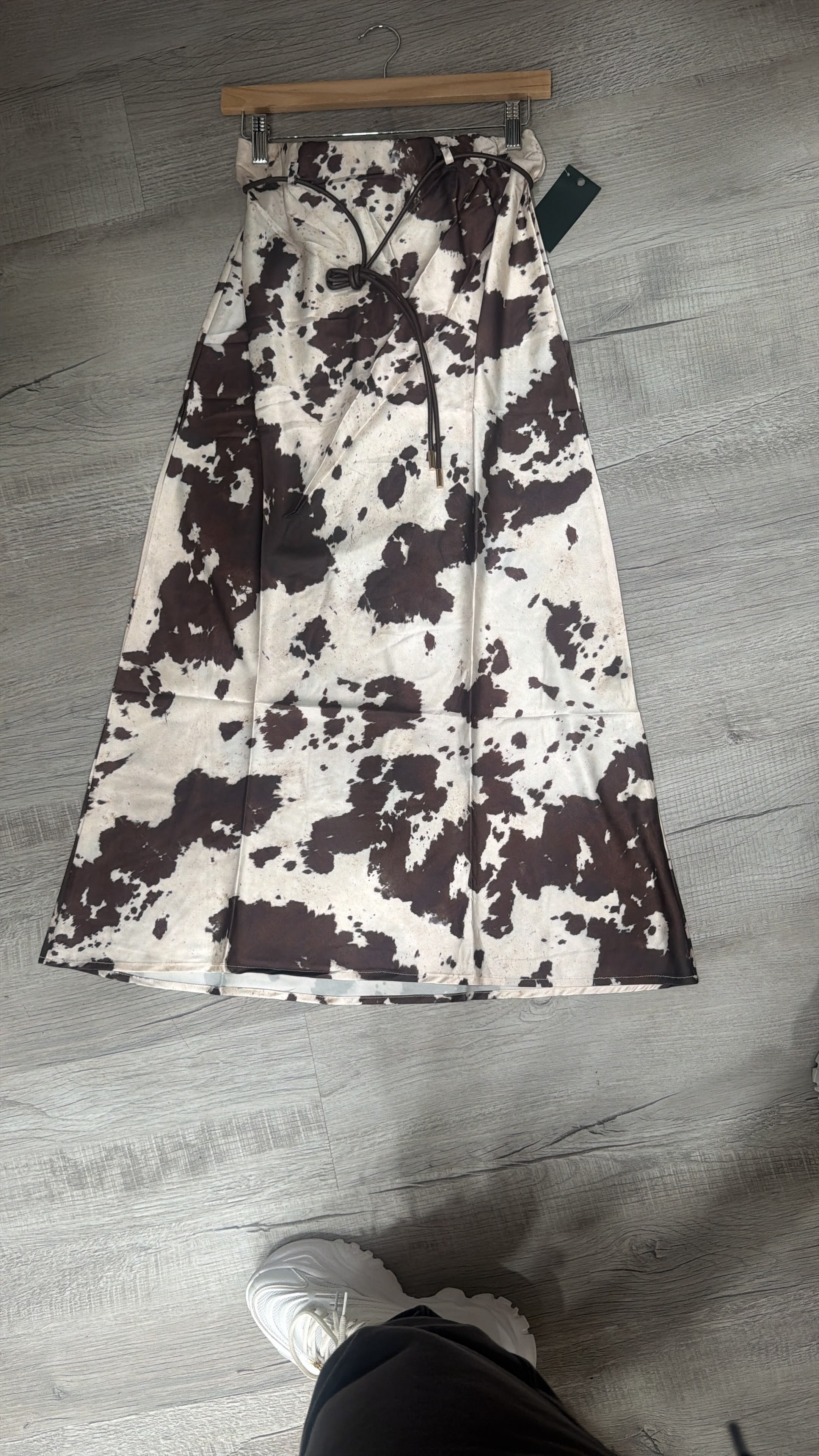 Western Cow Print Midi Skirt