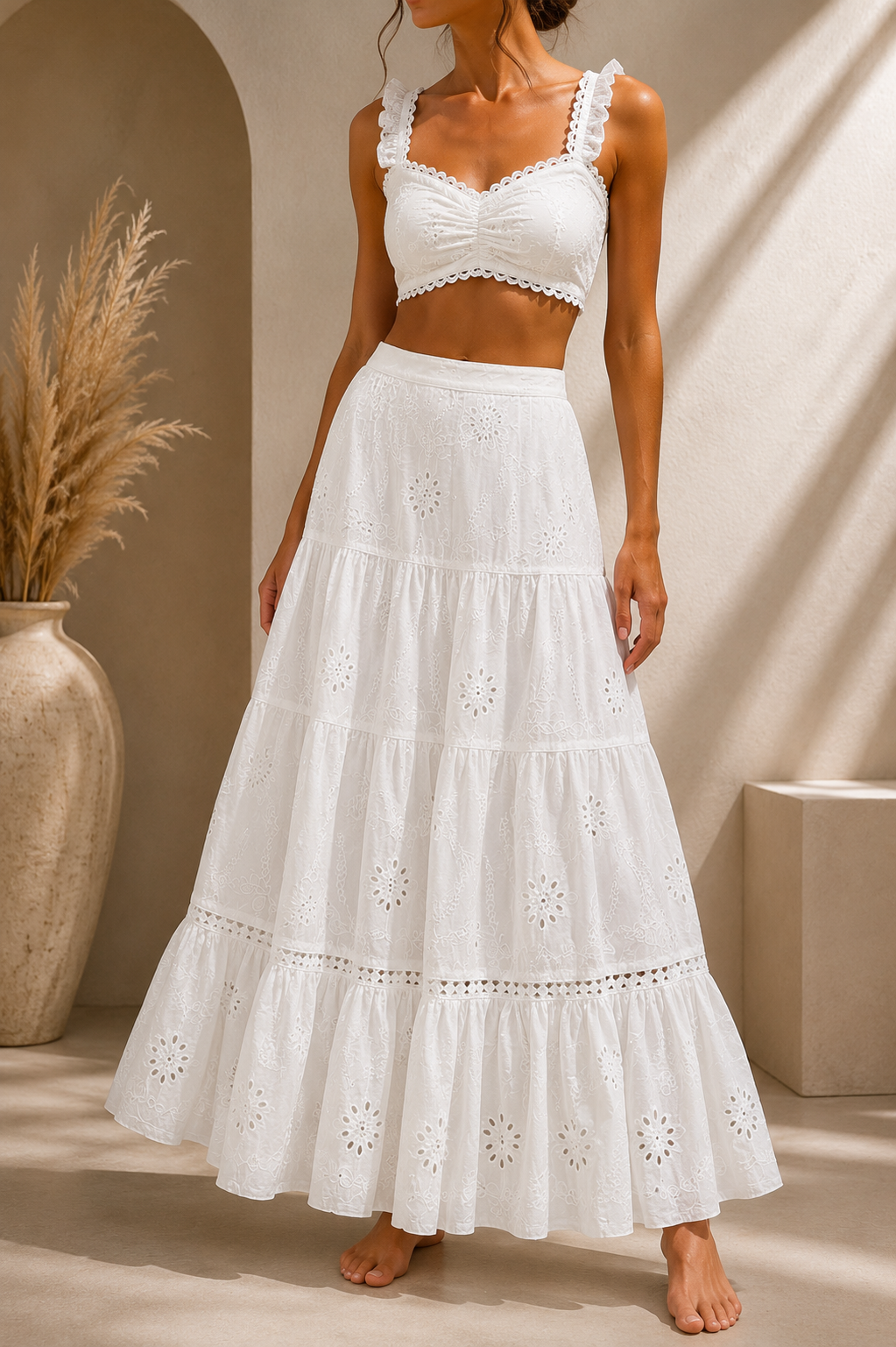 Eyelet Embroidered Crop Top