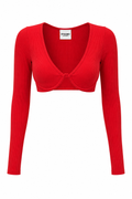 Ribbed Center Wire Contour Long Sleeve Crop Top