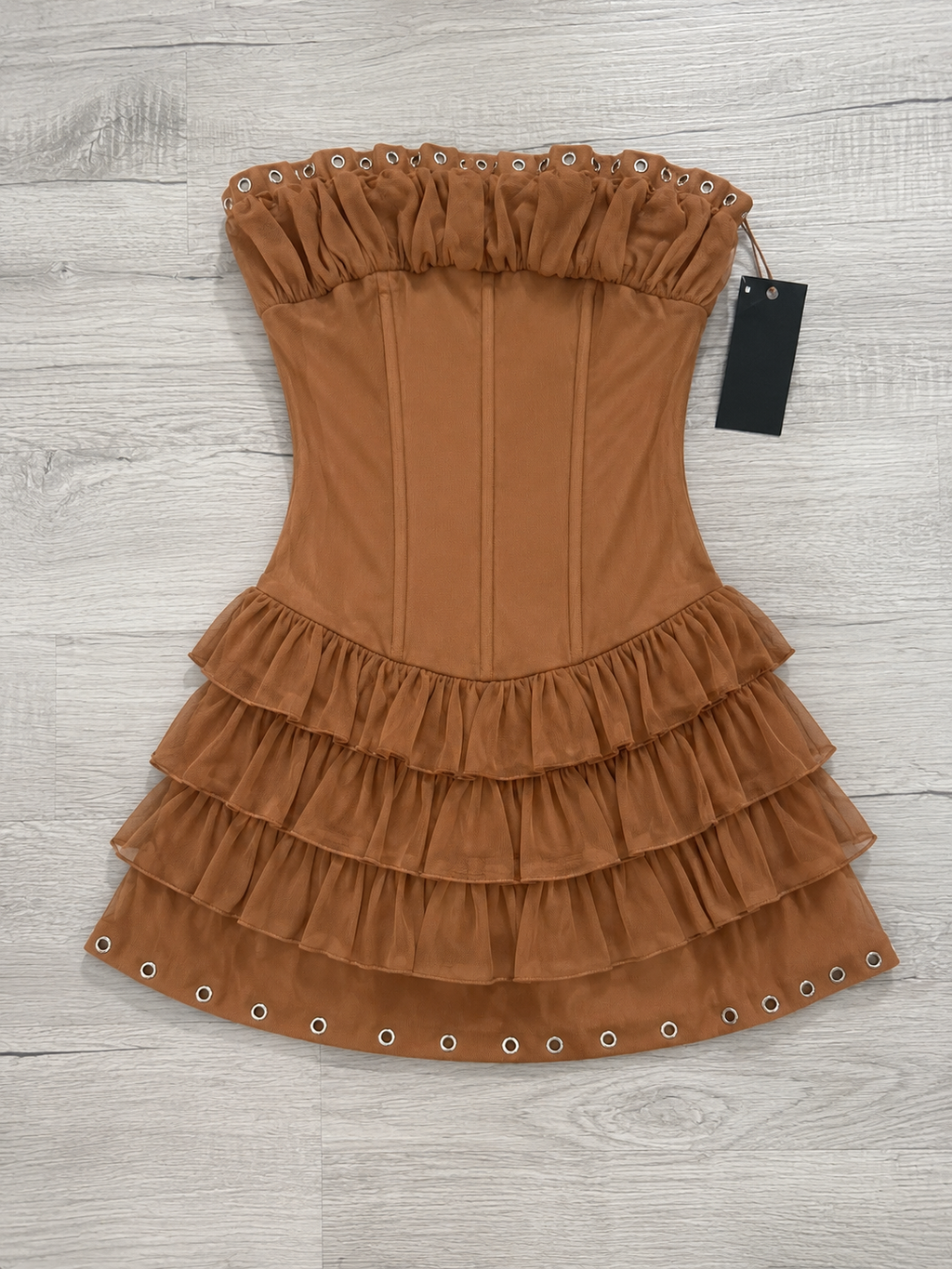 Rust Romance Ruffle Corset Mini Dress