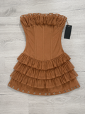 Rust Romance Ruffle Corset Mini Dress