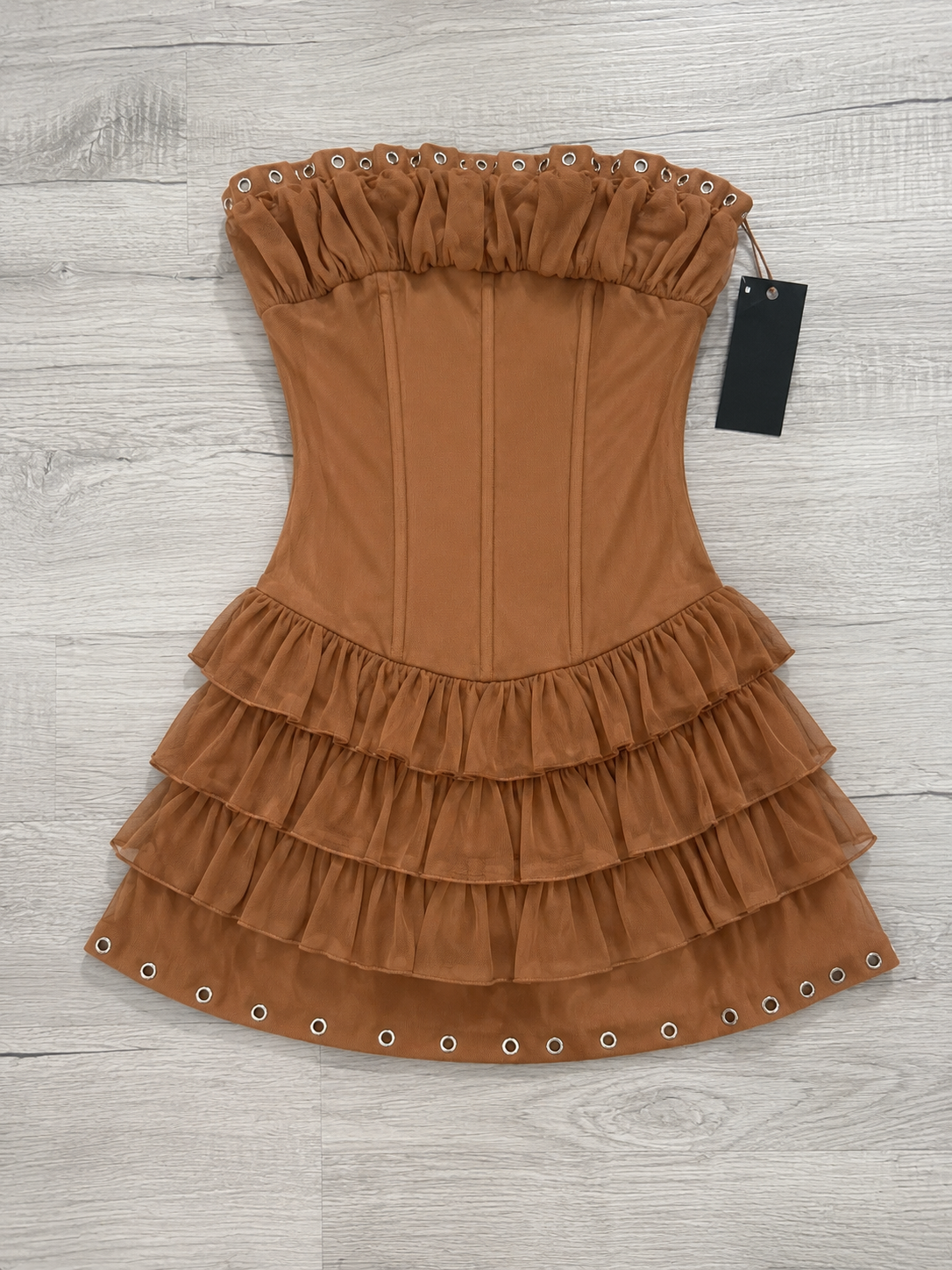 Rust Romance Ruffle Corset Mini Dress