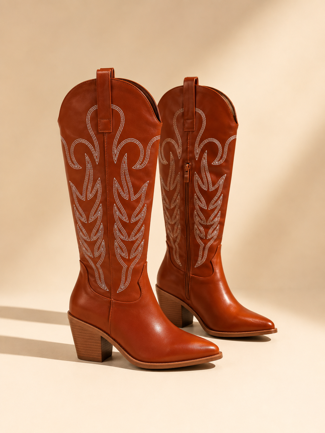 Western Embroidered Knee-High Cowboy Boots