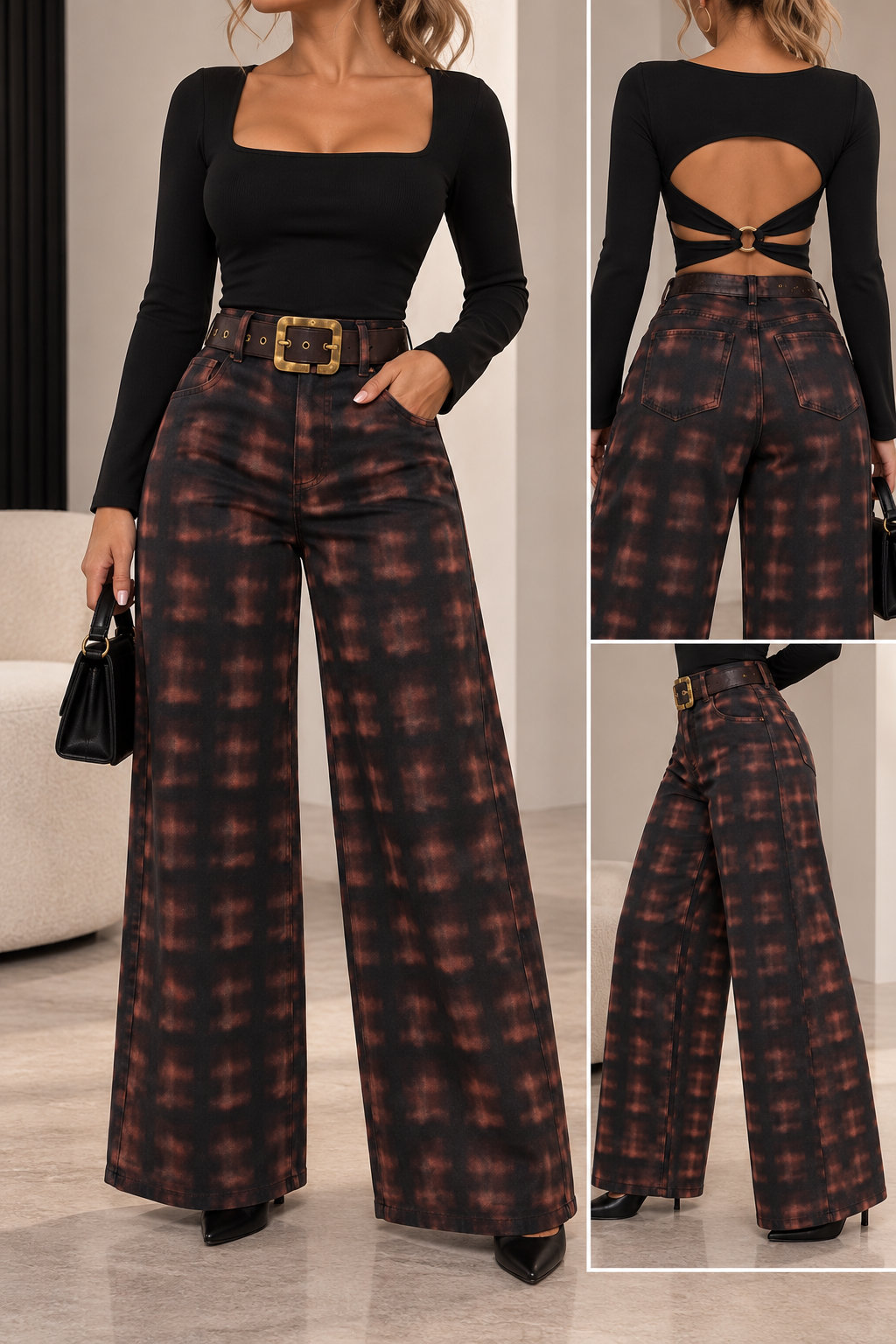Acid Wash Wide-Leg Pants