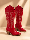 Western Embroidered Knee-High Cowboy Boots
