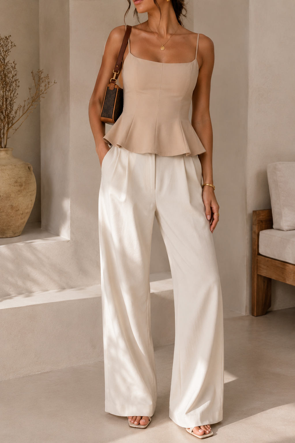 Scoop Neck Peplum Zip Top