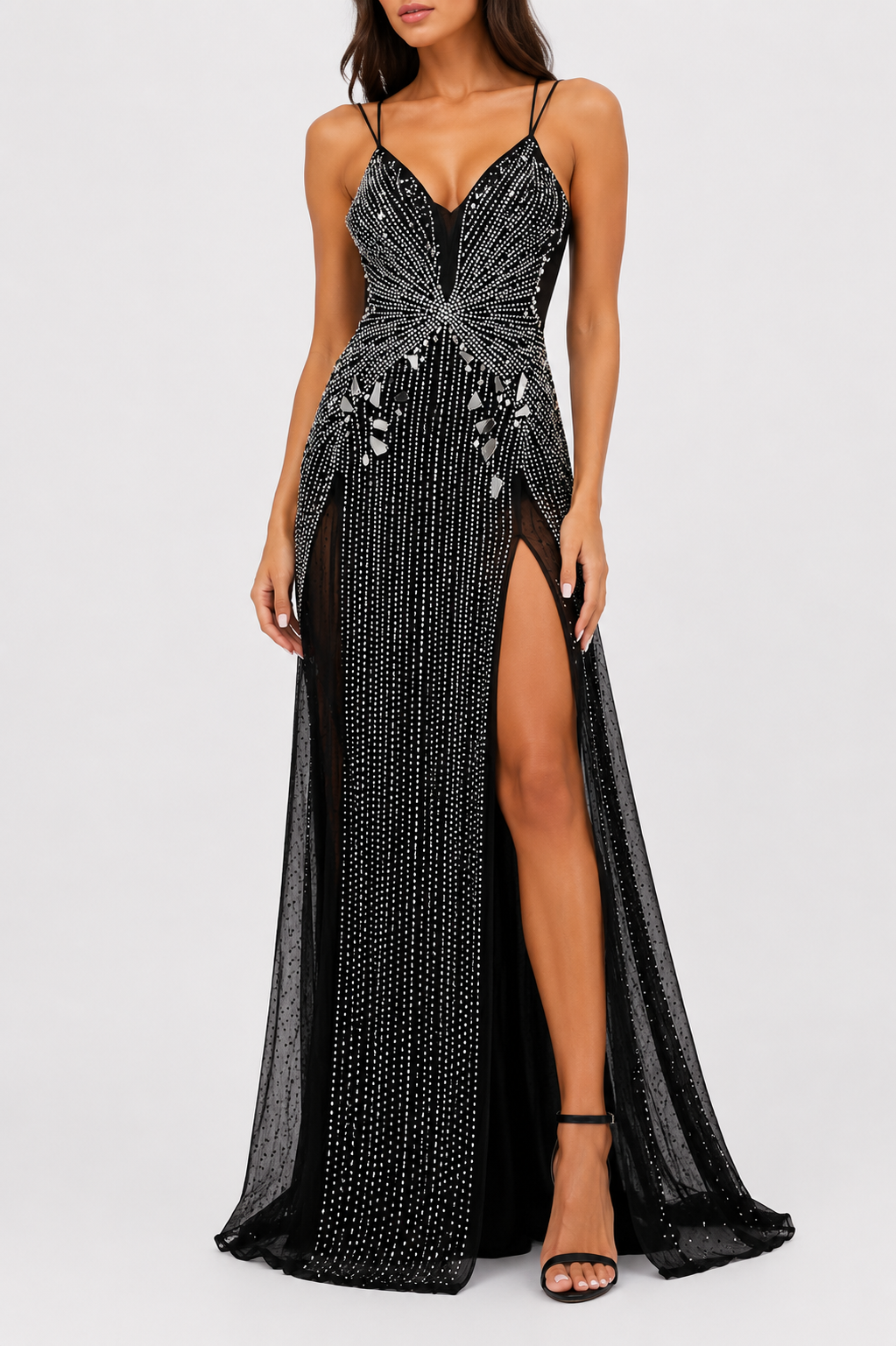 Celestial Crystal Mesh Gown