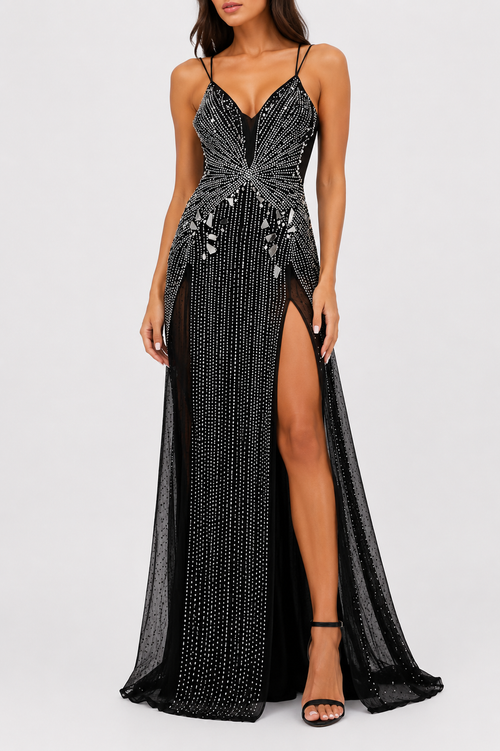 Celestial Crystal Mesh Gown