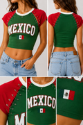 Mexico Lace-Up Graphic Crop Top