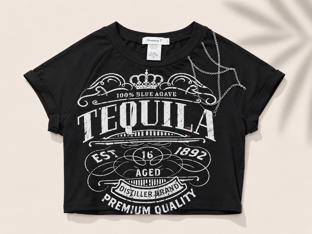 Tequila Vintage Graphic Crop Tee