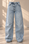 Acid Wash High-Waisted Barrel Jeans