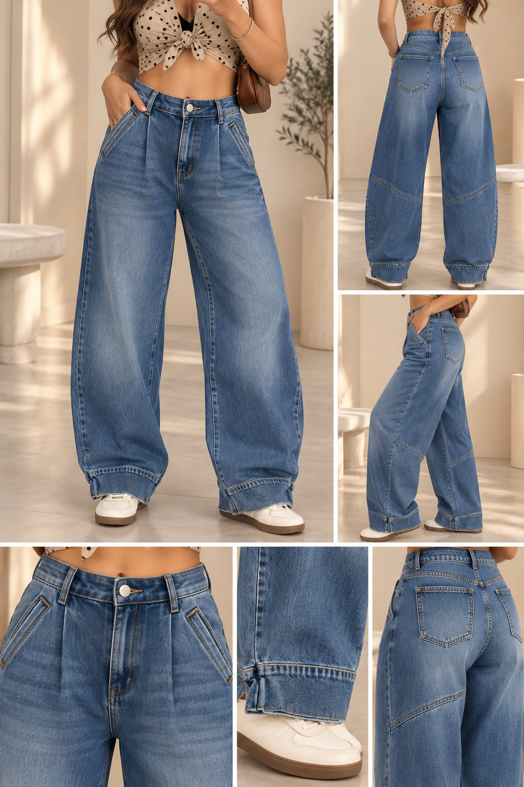 Mid Blue High-Waisted Denim Jean