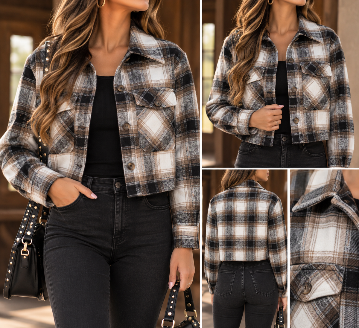 Charm Plaid Cropped Shacket