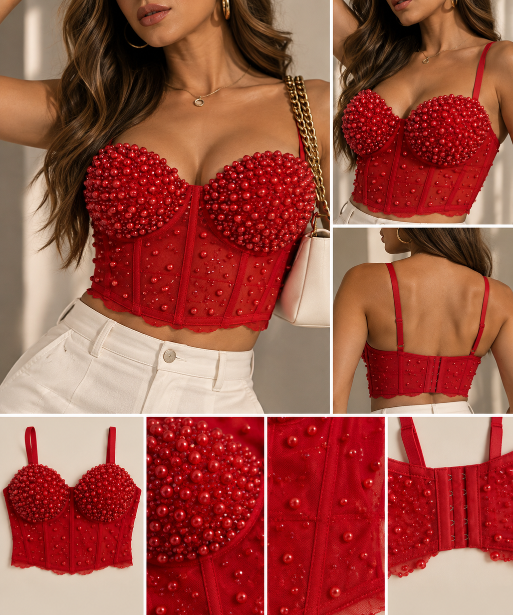 Pearl & Rhinestone Bustier Corset Top