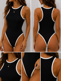 Contrast Binding Ribbed Bodysuit