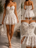 Ivory Floral Corset Mini Dress