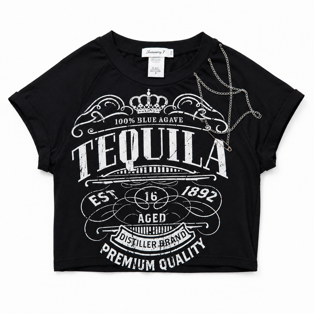 Tequila Vintage Graphic Crop Tee
