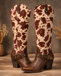 Cow Print Turquoise Western Boots