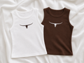 Western Longhorn Ribbed Tank Top