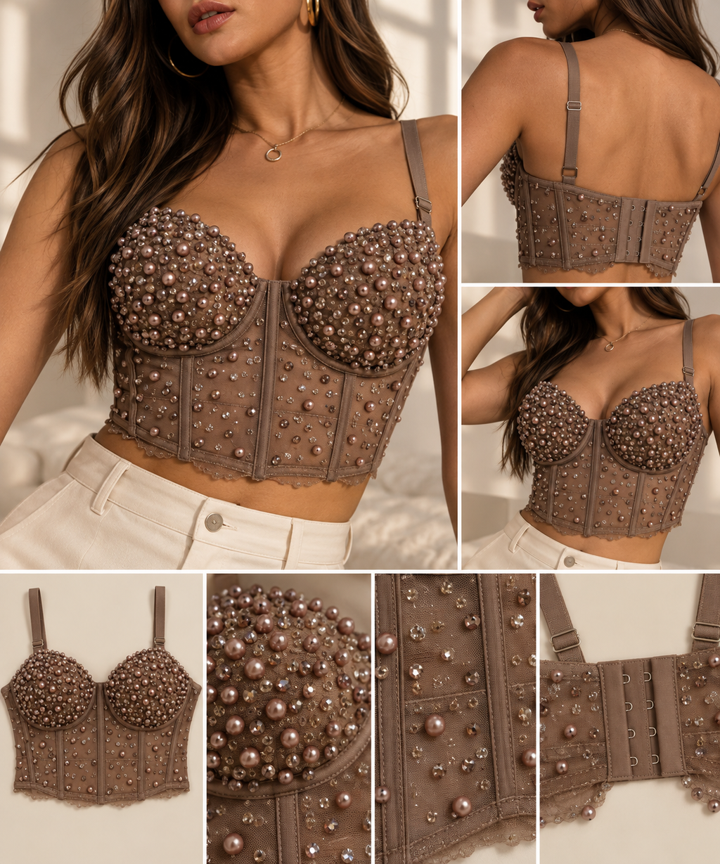 Pearl & Rhinestone Bustier Corset Top