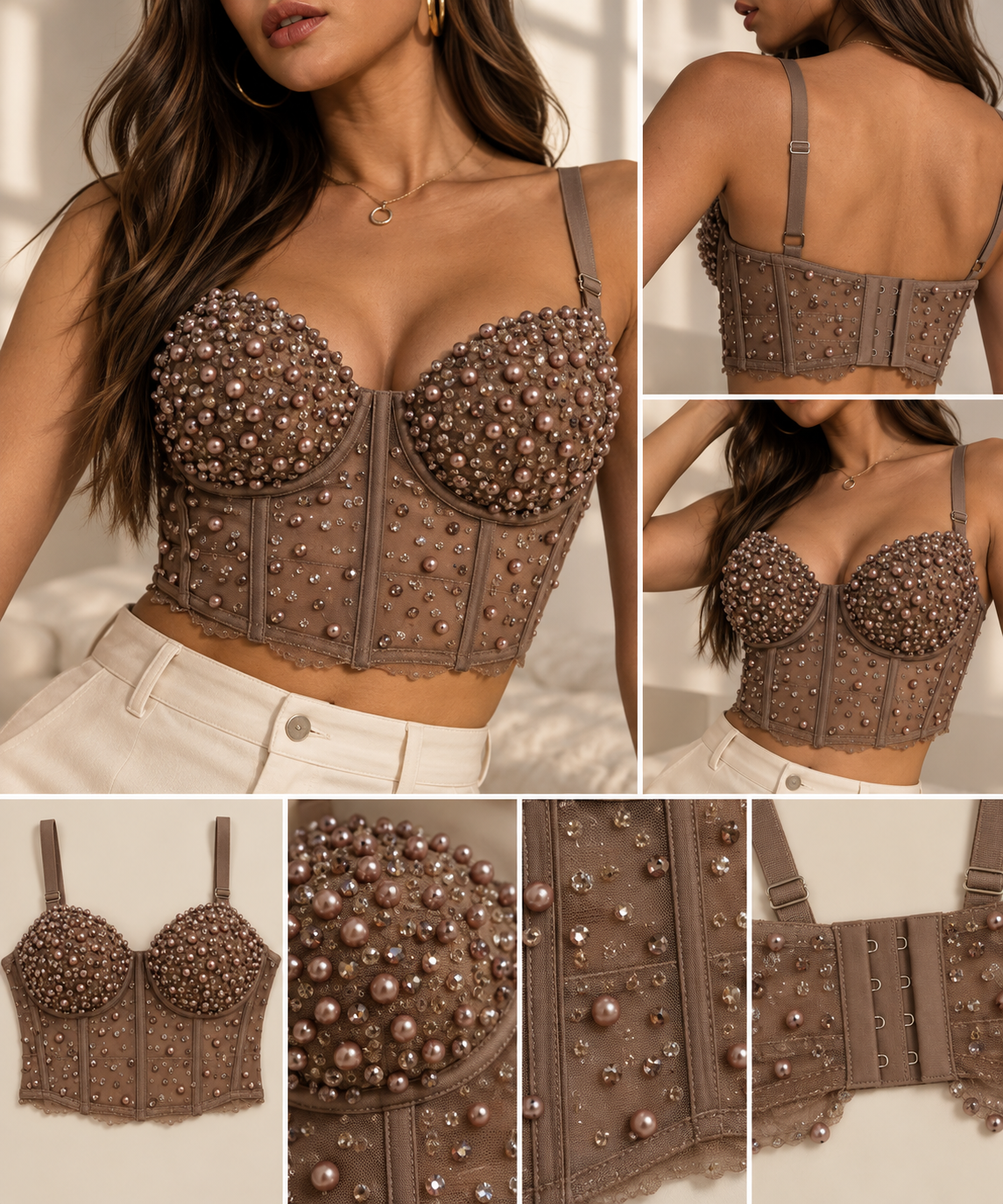Pearl & Rhinestone Bustier Corset Top