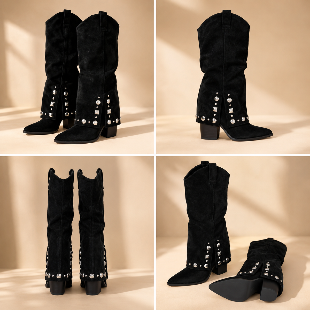 Western Studded Boots – Black