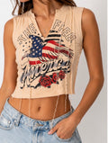 Freedom Eagle Lace-Up Graphic Crop Top