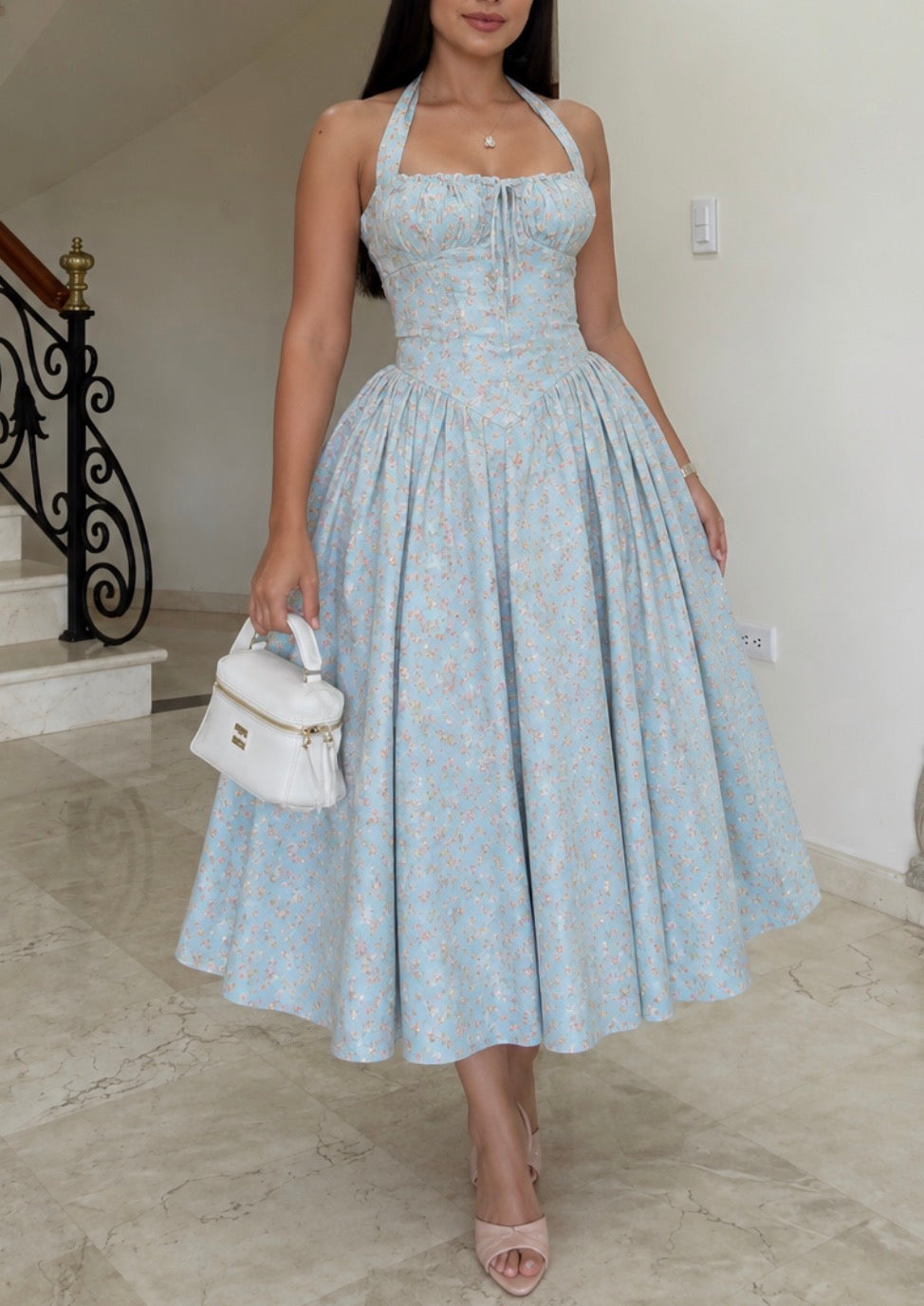 Bluebell Blossom Corset Midi Dress