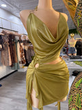 Lime Metallic Mini Dress