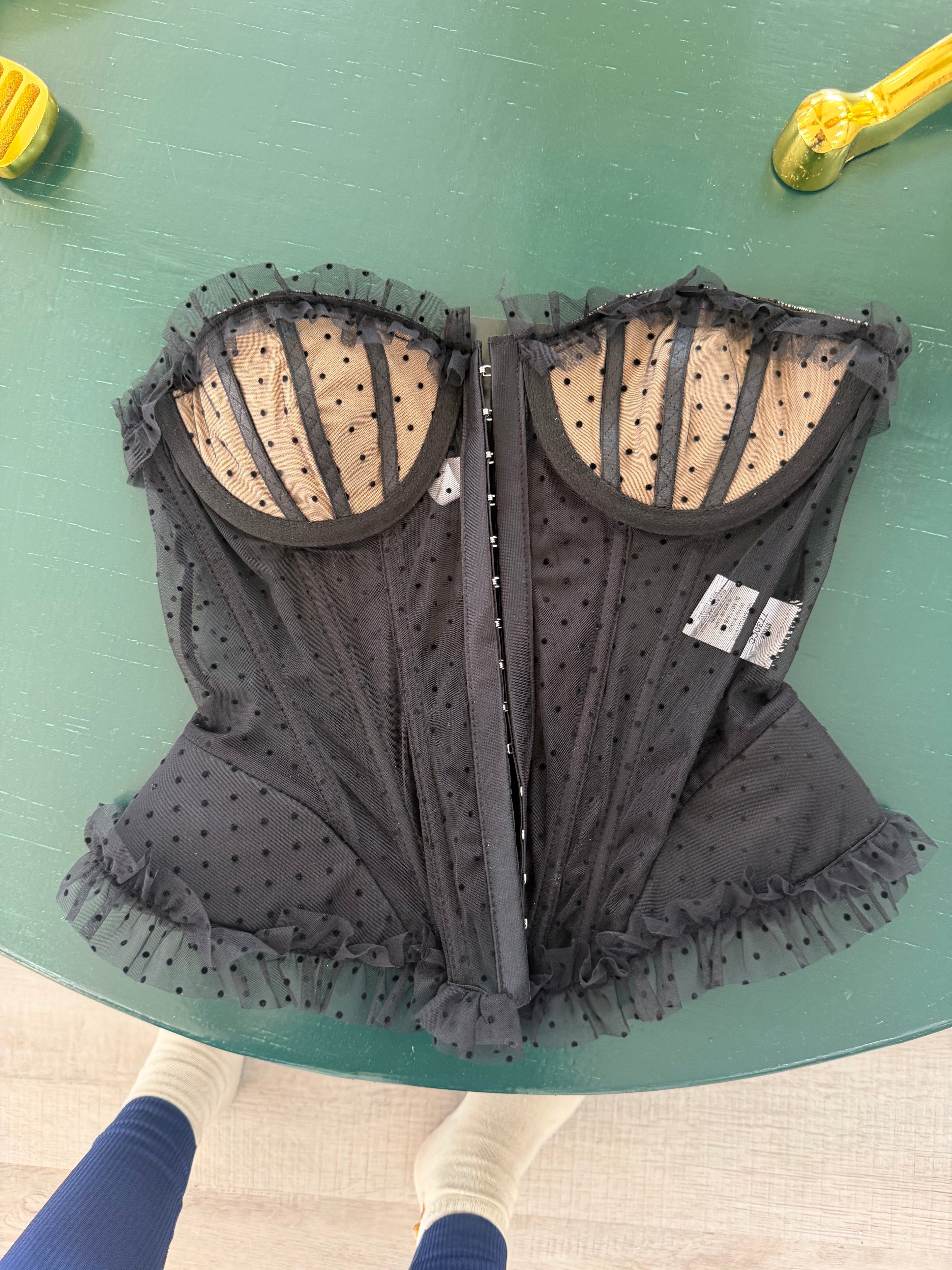 Midnight Romance Polka Dot Corset Top