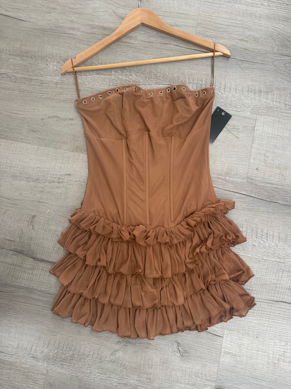 Rust Romance Ruffle Corset Mini Dress
