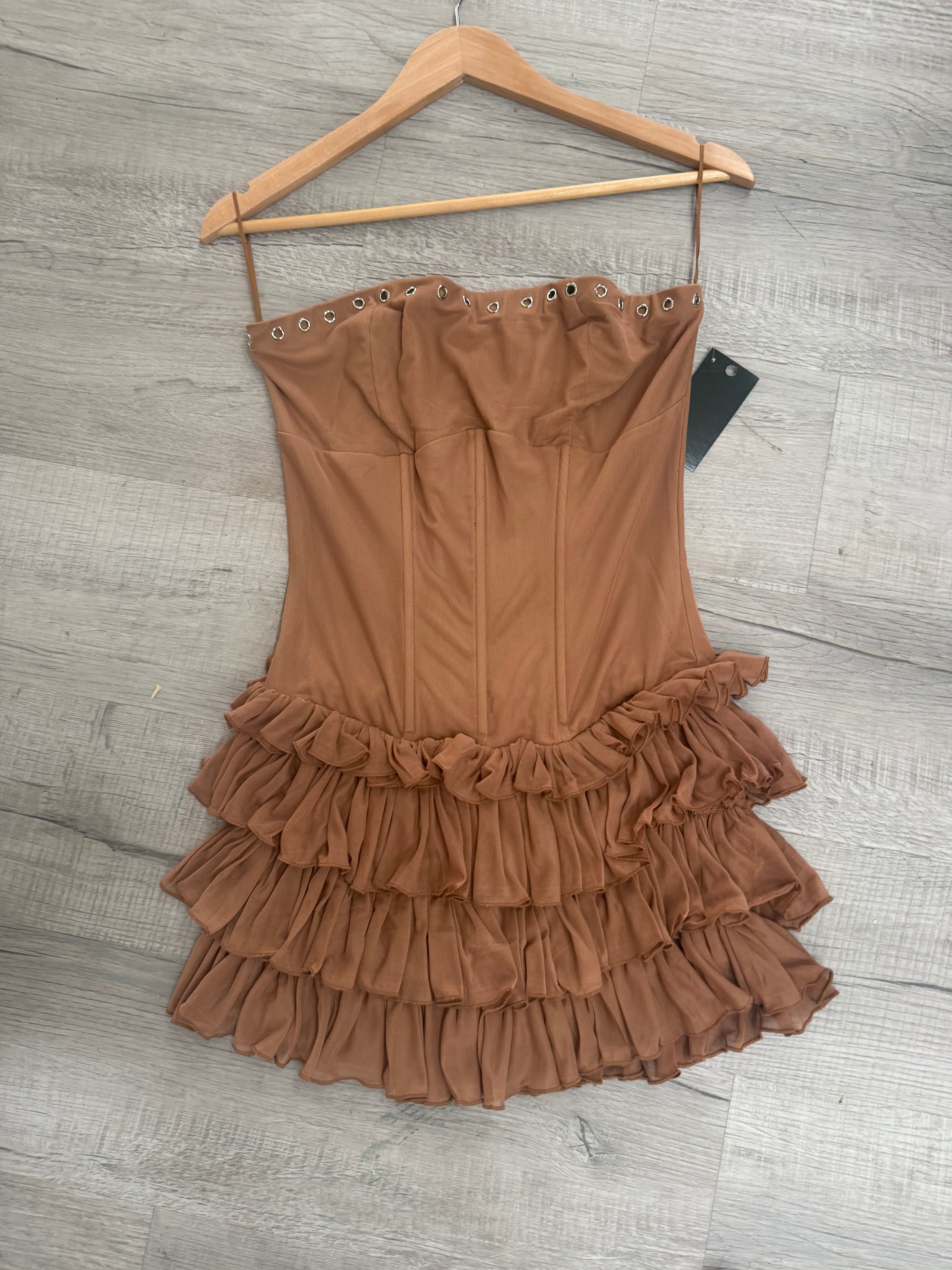 Rust Romance Ruffle Corset Mini Dress