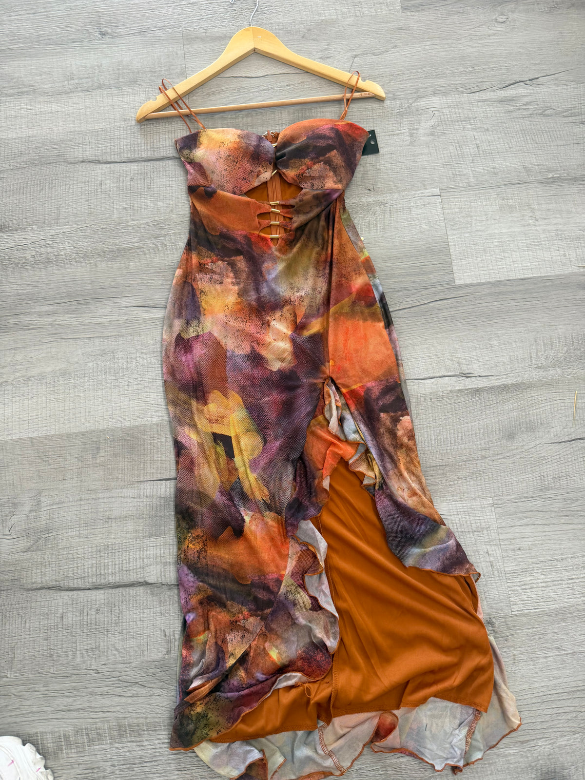 Rust Abstract Print Ruffle
