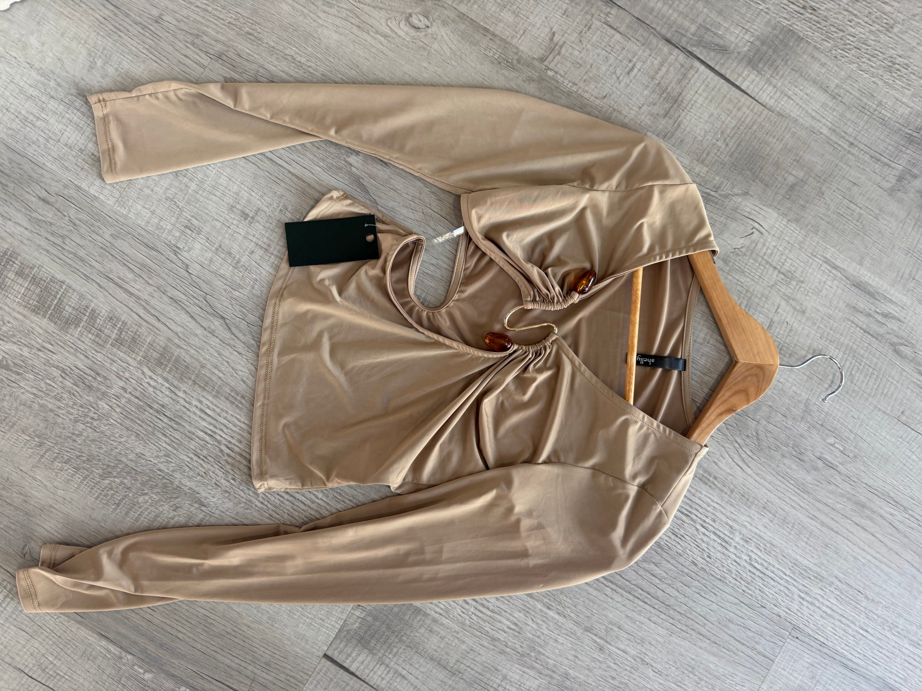 Golden Accent Cutout Top