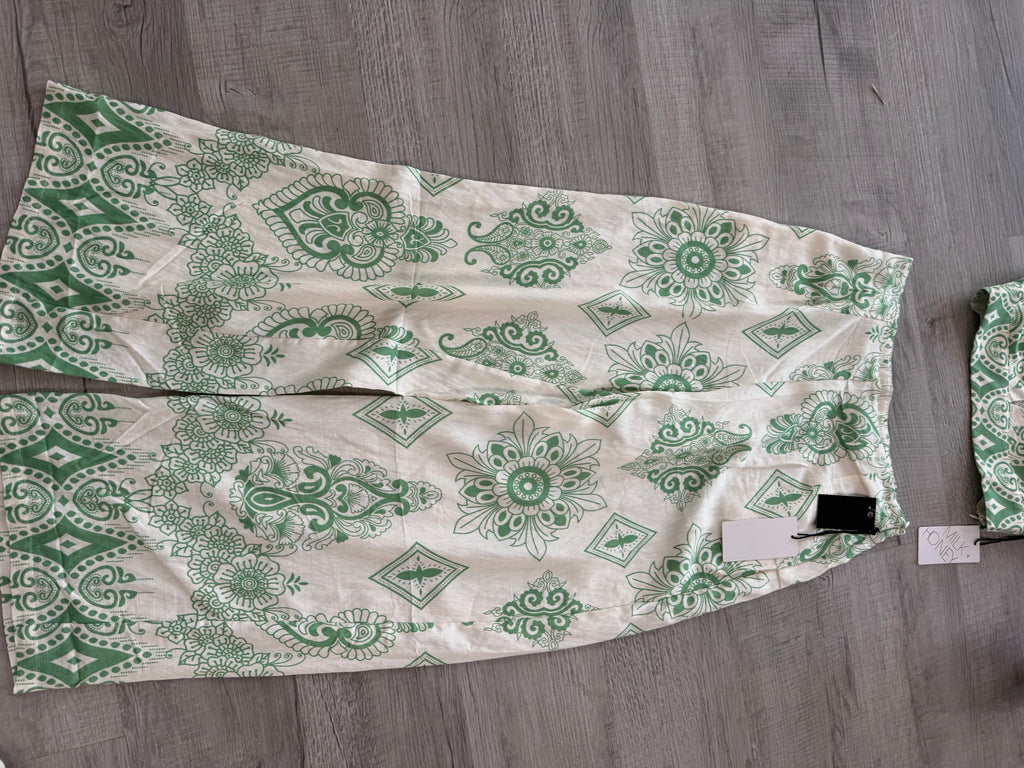 Sage Medallion Halter Top & Palazzo Pants Set
