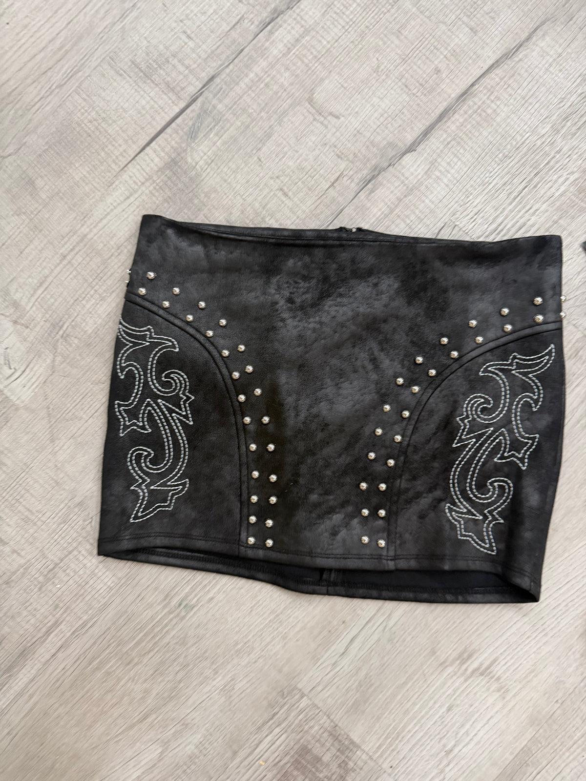 Studded Western Suede Mini Skirt