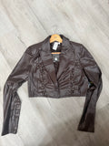 Lace-Up Cropped Faux Suede Jacket