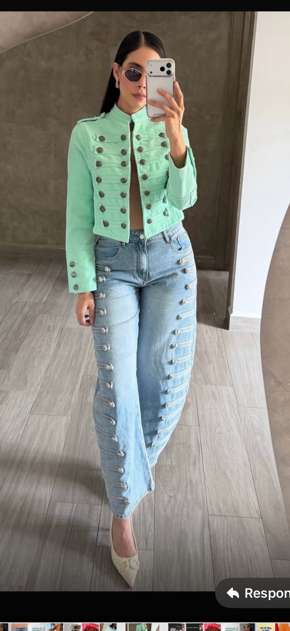 Military Style Cropped Jacket – Mint