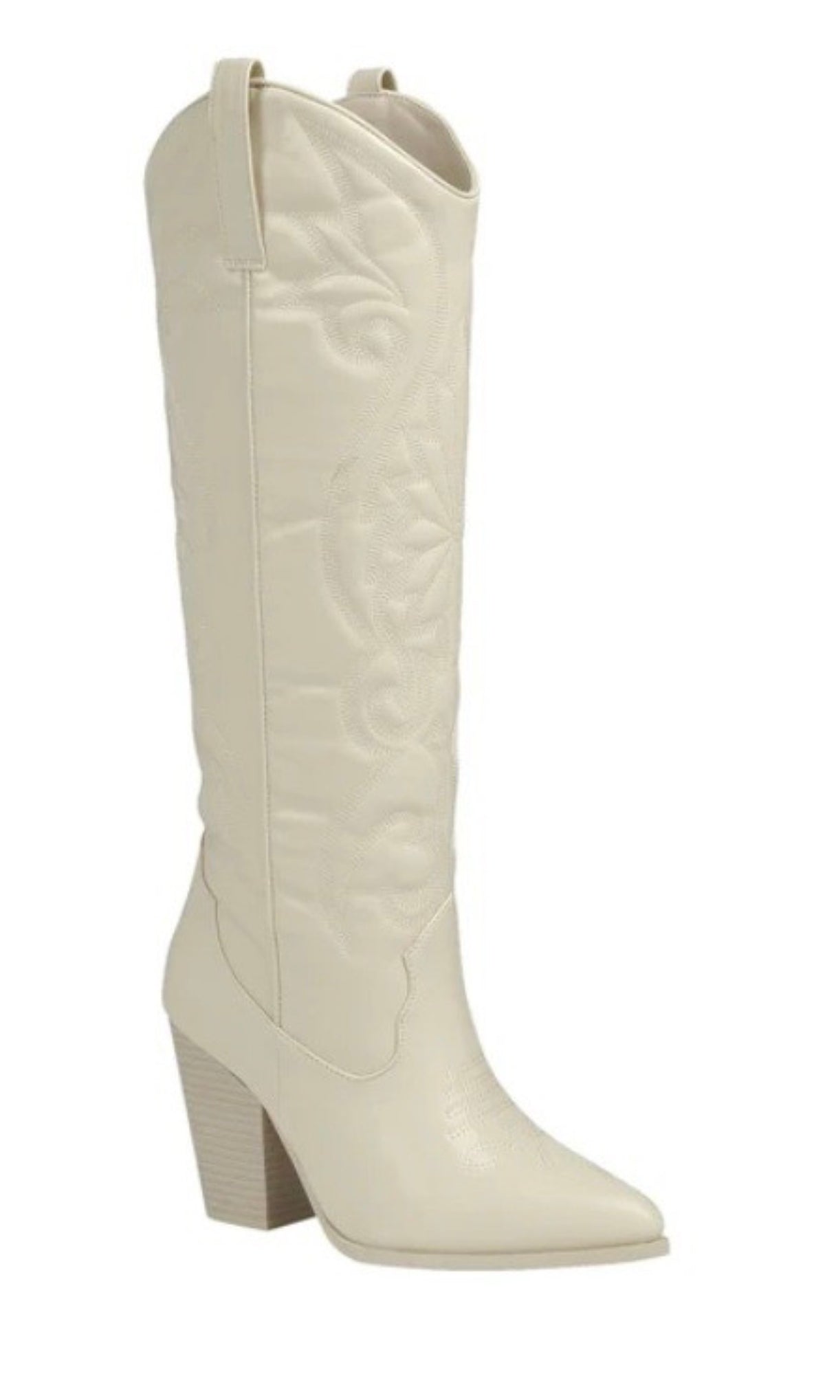 Ivory Western Knee-High Cowboy Boots