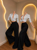 Pinstripe Belted Crop Shirt