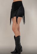 🖤 Black Side Fringe Mini Skirt