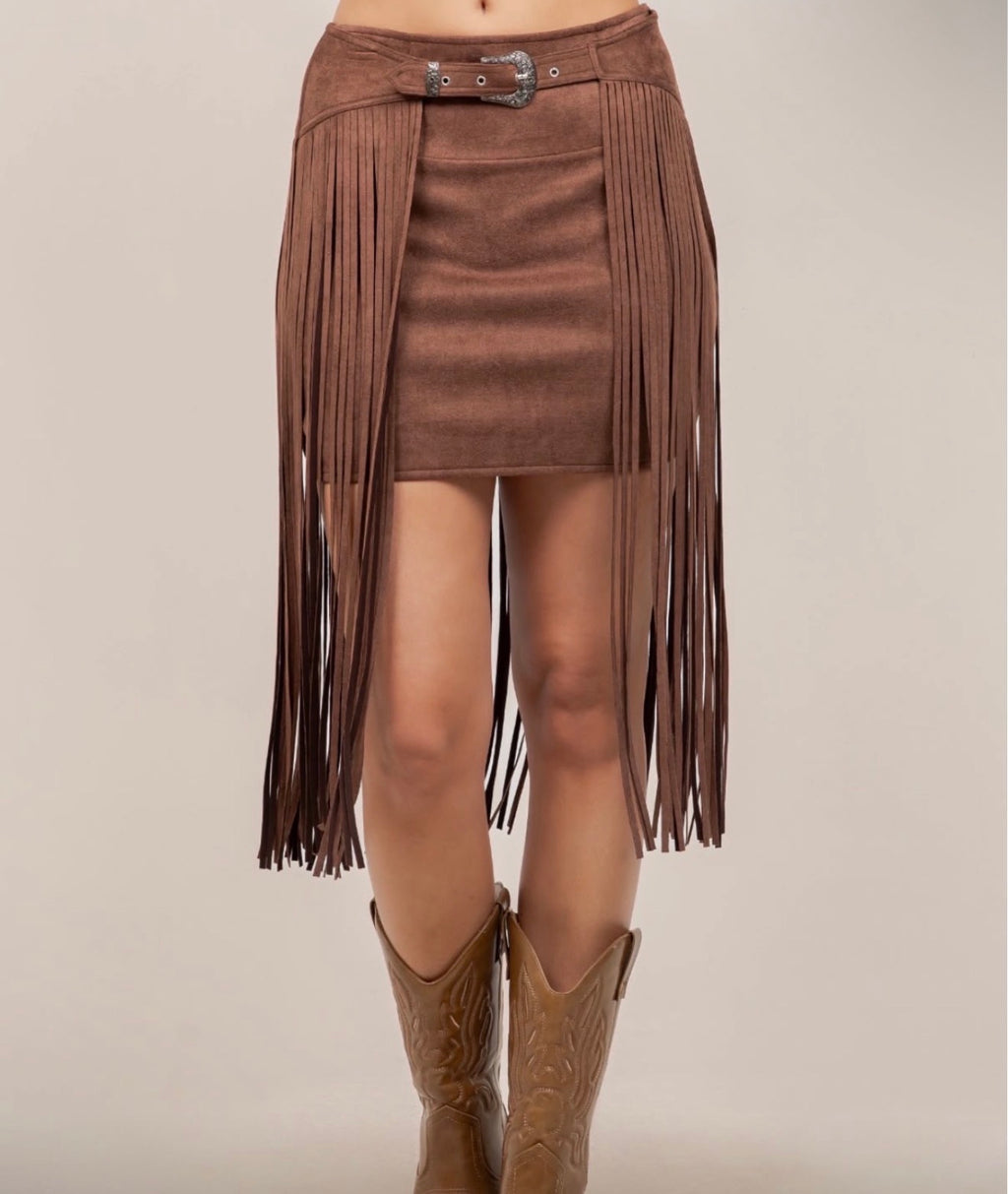 Western Fringe Mini Skirt
